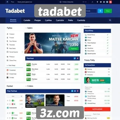 Análise da interface do usuário no site Tadabet